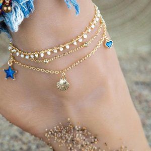 🔥4 for $25🔥 Heart Shell Starfish Anklet